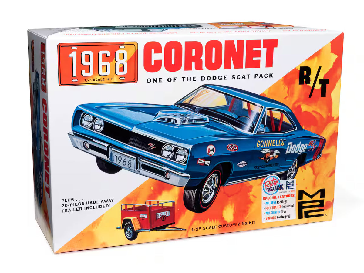 MPC® 1968 Dodge Coronet Hardtop with Trailer 1:25 Scale Model Kit