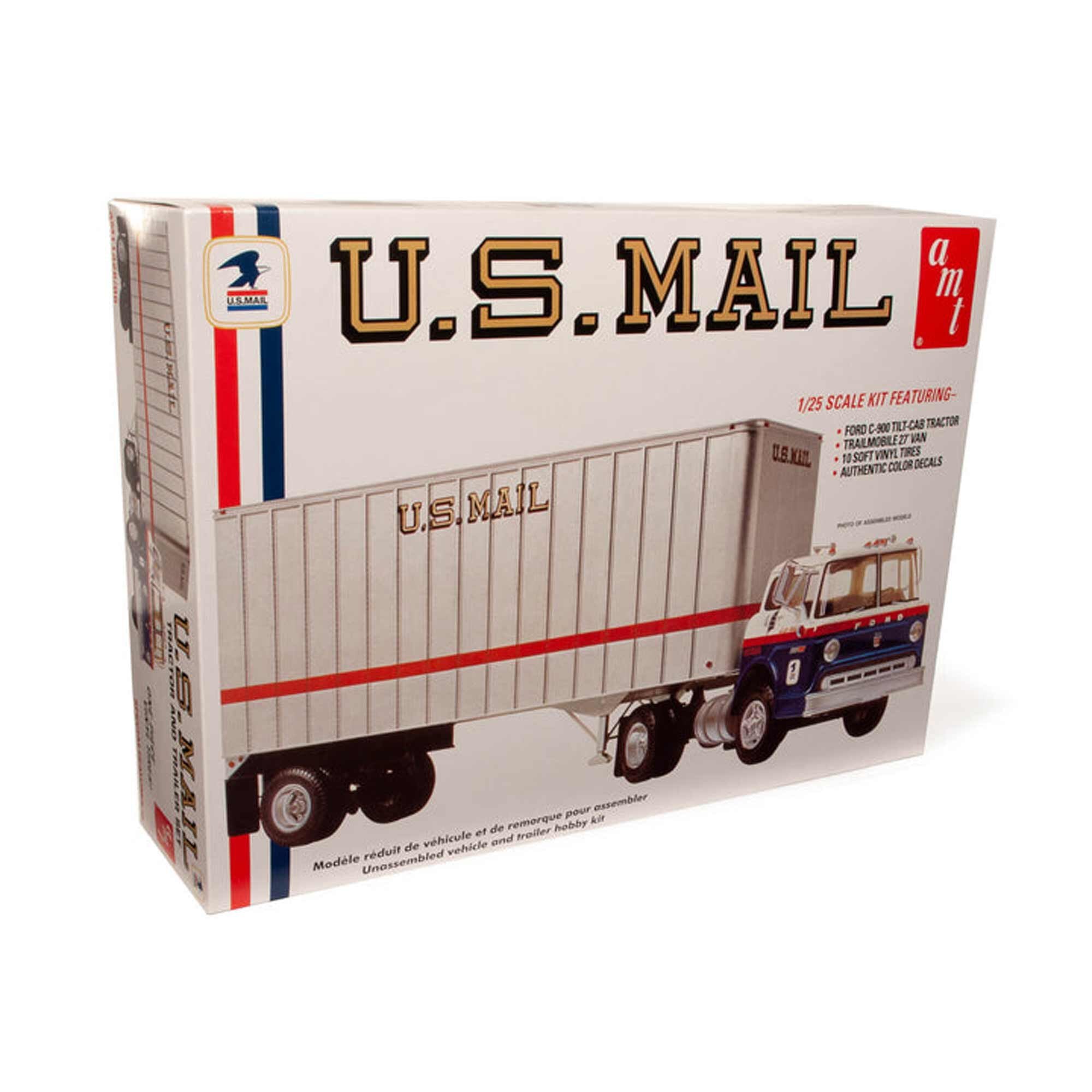 1/25 Ford C900 US Mail Truck With USPS Trailer Model Kit