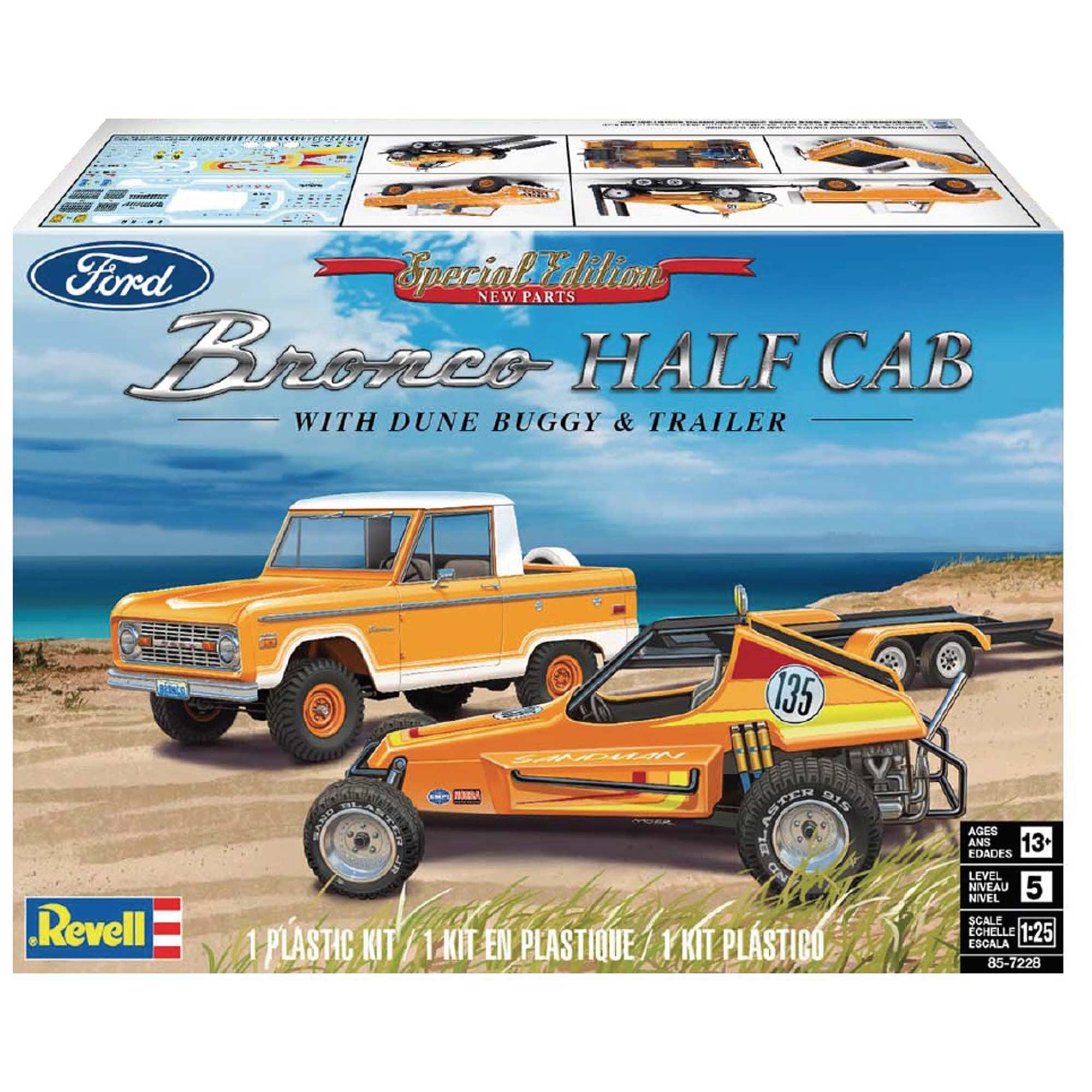 1/25 Ford Bronco Half Cab with Dune Buggy & Trailer