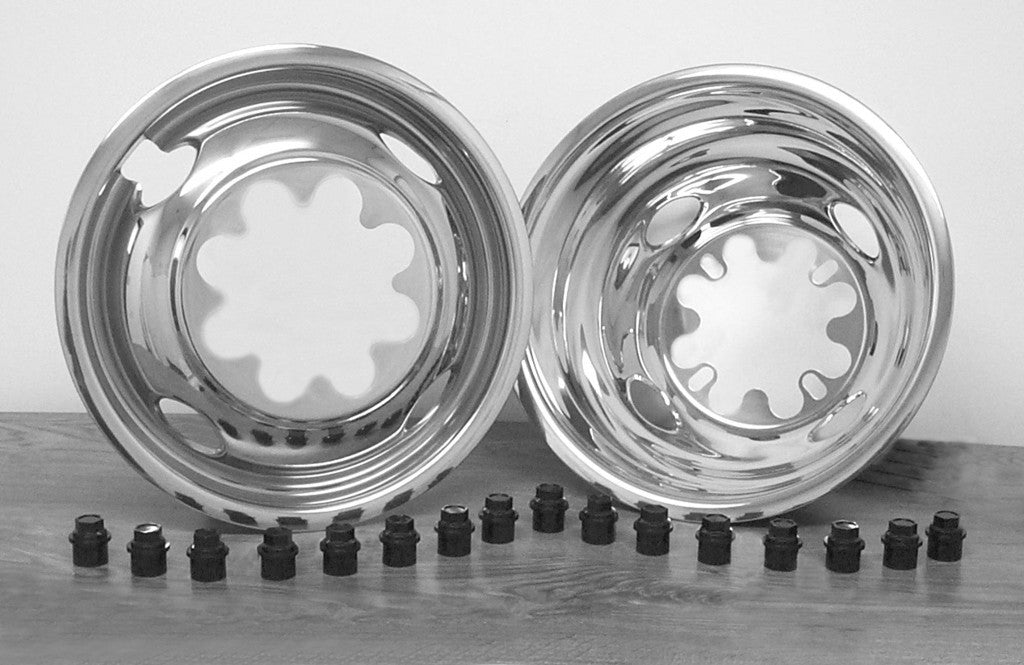 16" x 6.50" Over Lug Design Simulator Set 8 Lugs, 4 Hand Holes GM 2000-Current - chromewheelsimulators.com