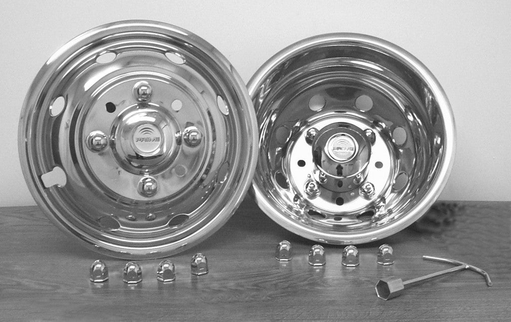 16" x 6" Over Lug Design Simulator Set 8 Lugs, 8 Hand Holes Ford 1999-2004 - chromewheelsimulators.com