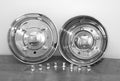 19.5" x 6.75" Over Lug Design Simulator Set for International, Lo-Pro, Freightliner  8 Lug, 4 Hand Hole 1991-2002 - chromewheelsimulators.com