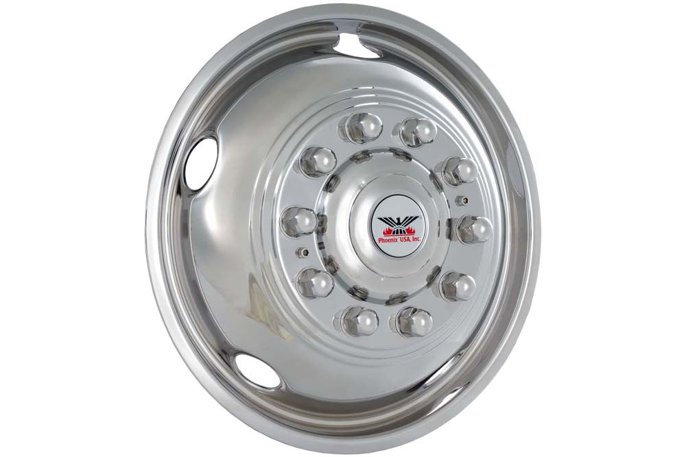 Phoenix USA D.O.T. Mount Dual Wheel Simulators for Ford/Chevy/Freightliner/International, Full Set for 19.5" Wheels - chromewheelsimulators.com